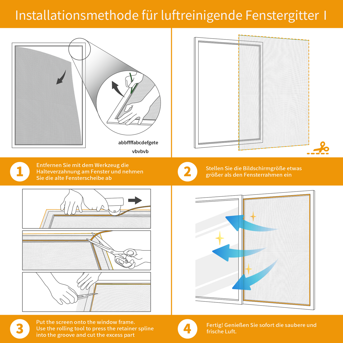 Originallife Fenster Bildschirm NetzGrau (55M),100*250cm -Waschbar, An mehrere Fenster und T¨¹ren montierte