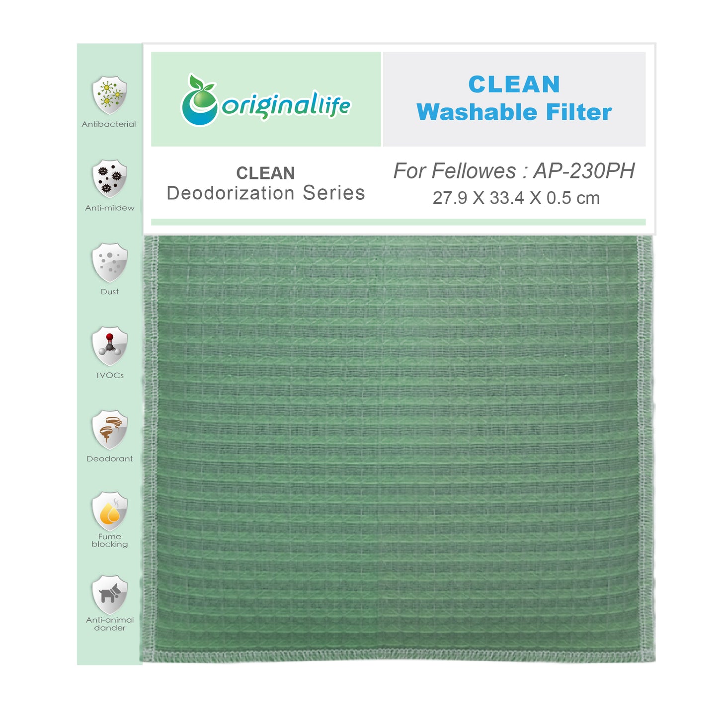 Originallife CLEAN Luftreinigungsfilter für Fellowes AP - 230PH - Waschbar, Wiederverwendbar, Geruchsbekämpfung
