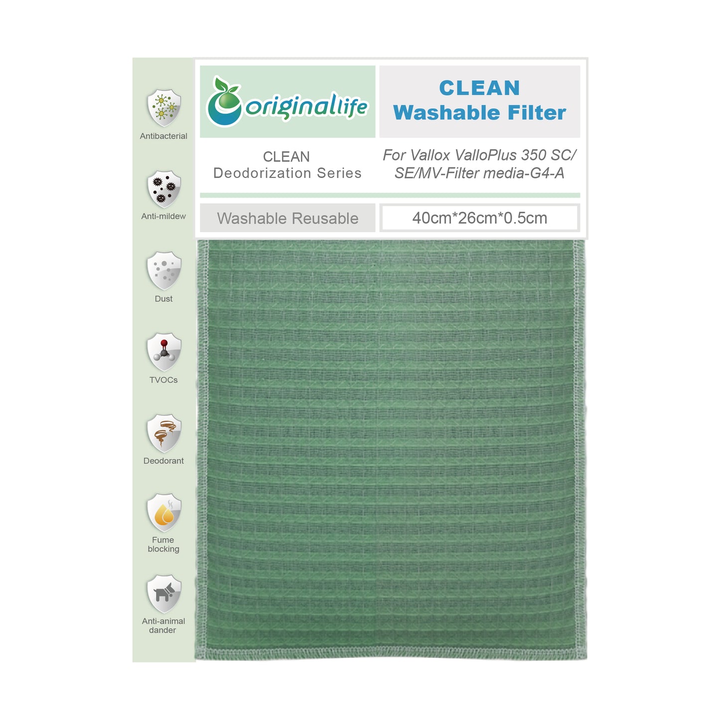 Originallife CLEAN Waschbarer Luftreinigung Filter für Vallox ValloPlus 350 SC/SE/MV - Mediafilter -G4-A