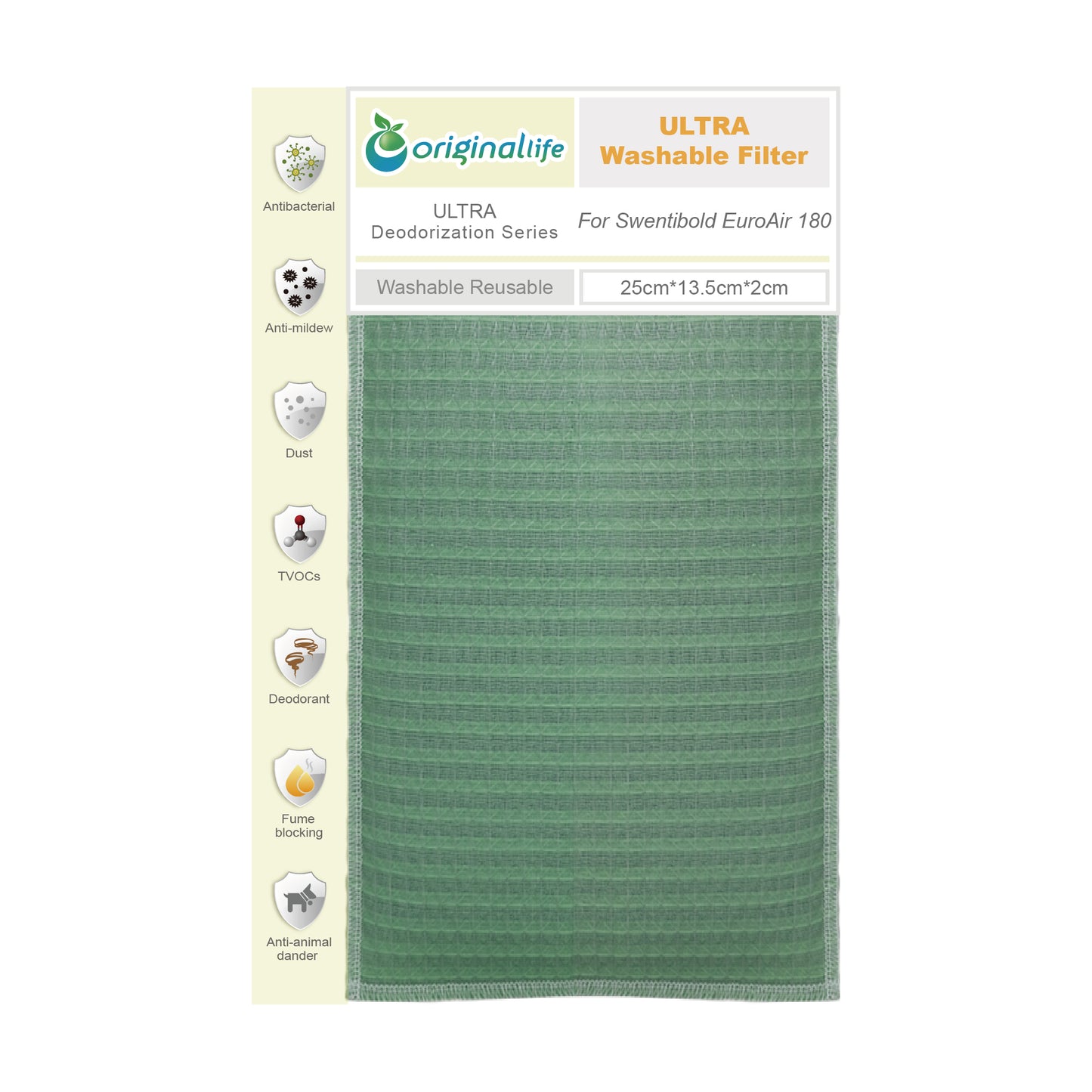 Originallife ULTRA (Grün) - Waschbarer Filter für Swentibold EuroAir 180