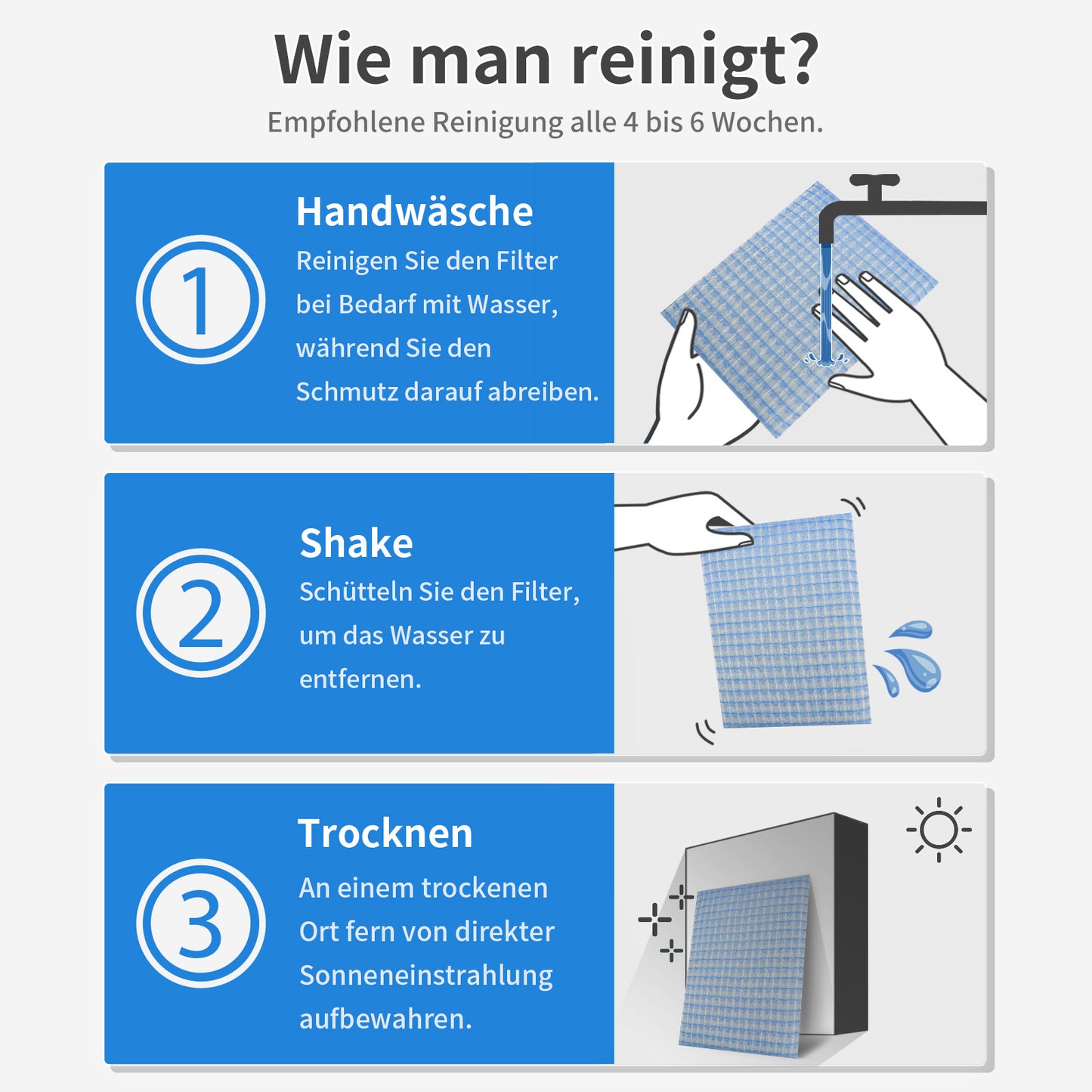 Original Life Waschbar Wiederverwendbar Innenraumfilter für MERCEDES-BENZ A-Klasse (W169), B-Klasse (W245)