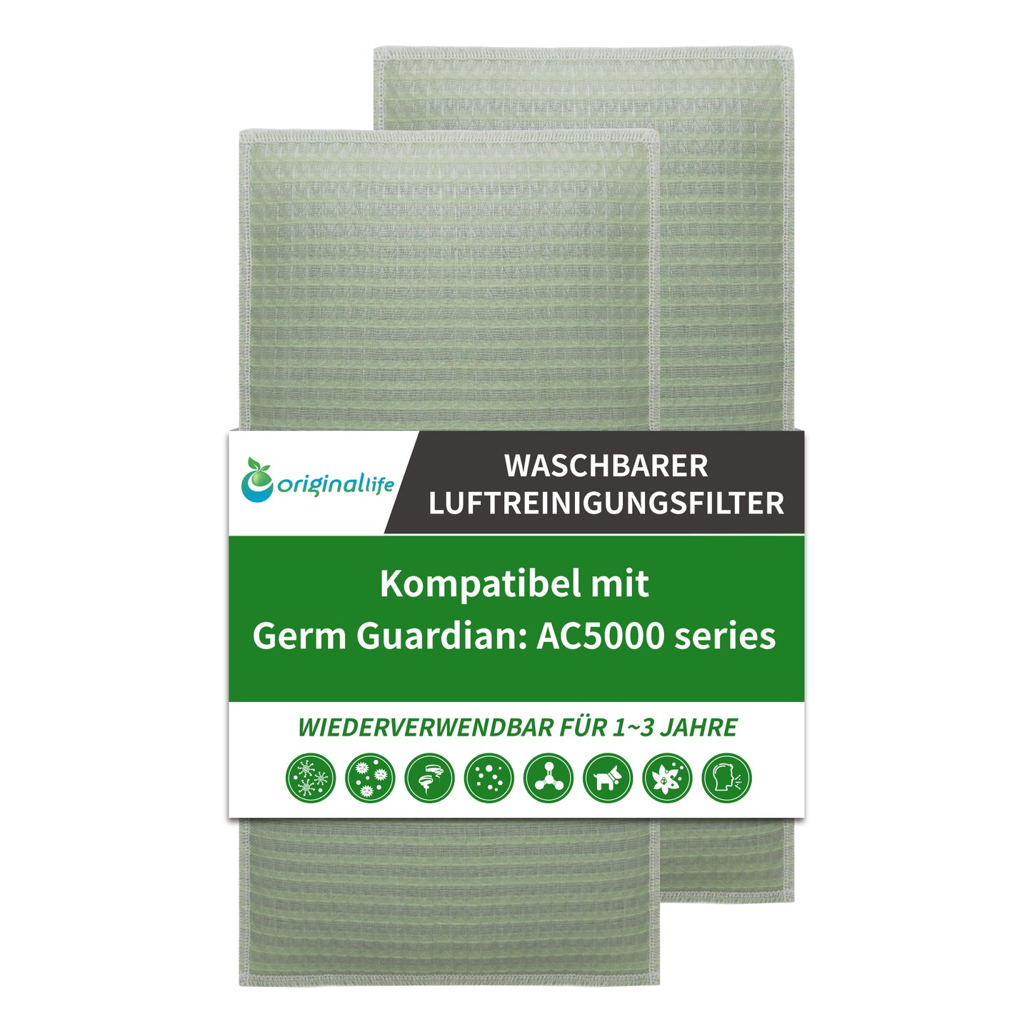 Original Life Washable Reusable Replacement Filter for Air Purifier Germ Guardian: AC5000 series