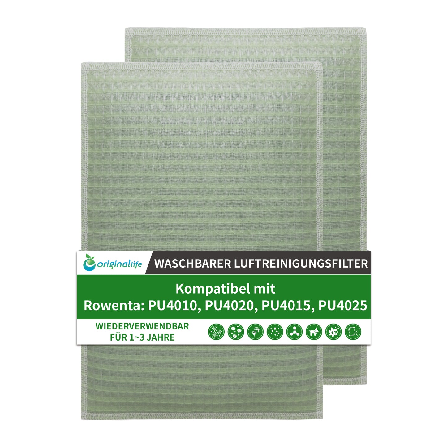 Original Life Washable Reusable Replacement Filter for Rowenta Air Purifiers: PU4010, PU4020, PU4015, PU4025