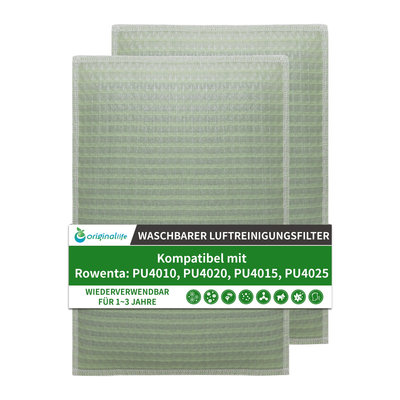 Original Life Filtro Lavabile Per Purificatore Rowenta PU4010, PU4020, PU4015, PU4025 (2 Pezzi) - Ecologico E Duraturo