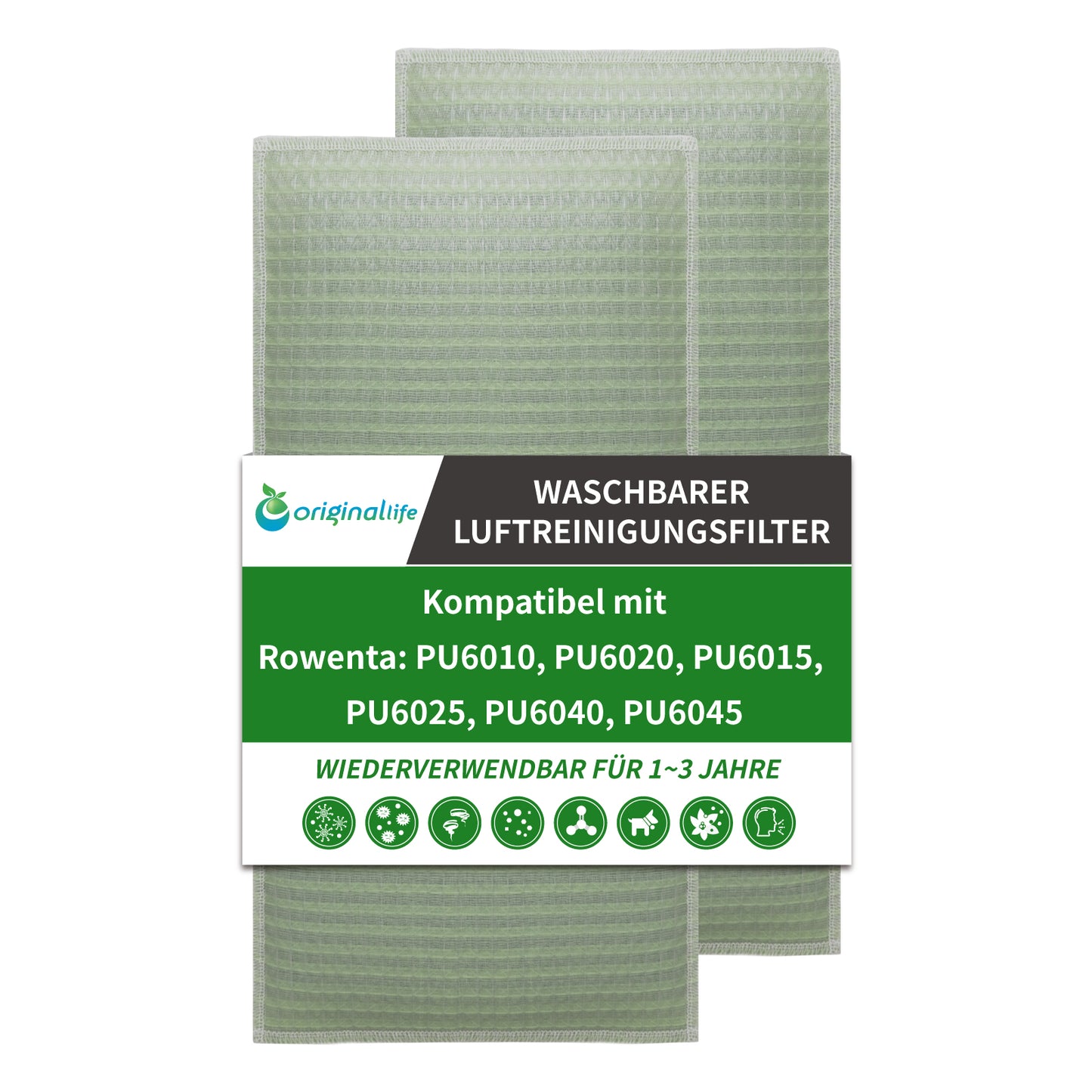 Original Life Washable Reusable Replacement Filter for Rowenta Air Purifiers: PU6010, PU6020, PU6015, PU6025, PU6040, PU6045