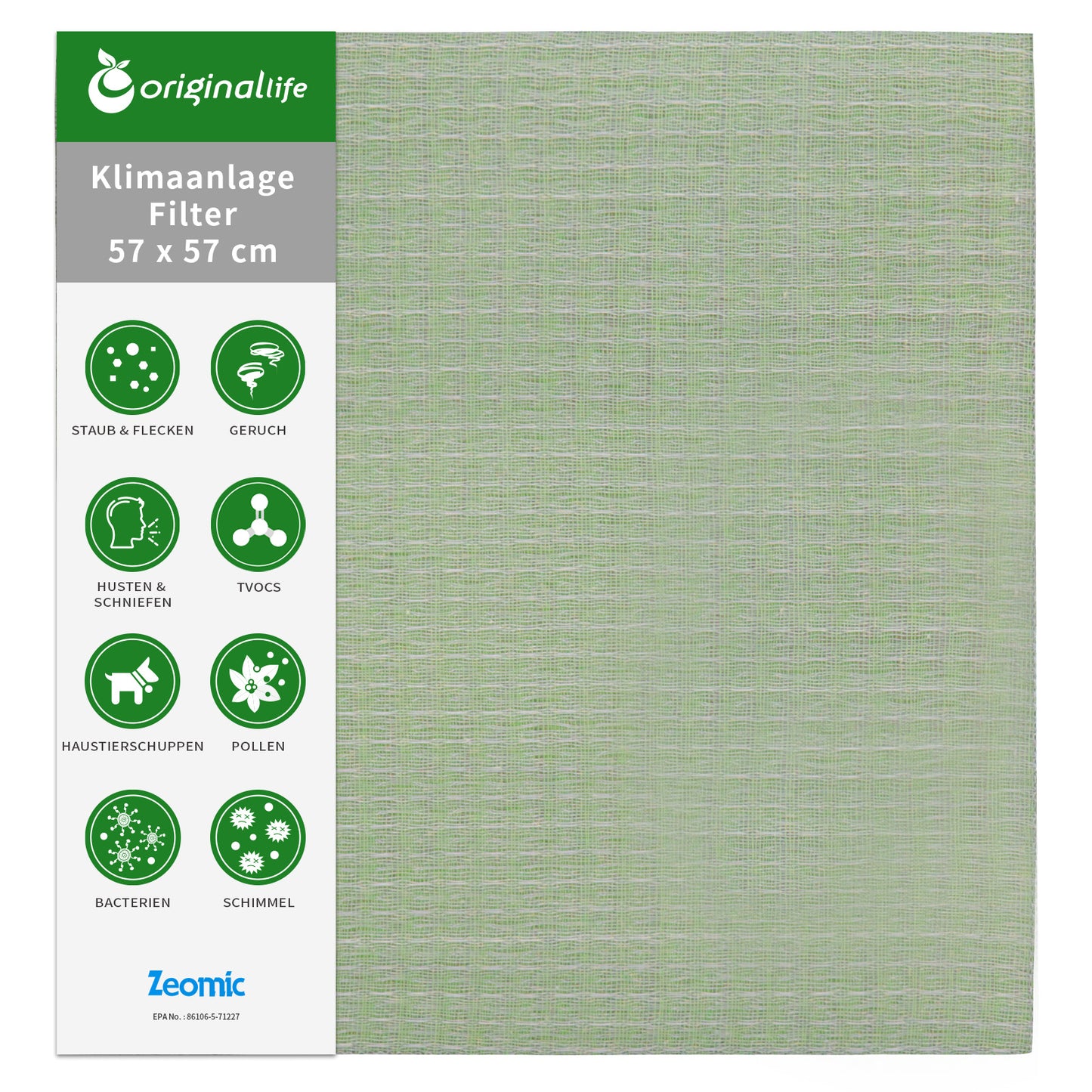 Originallife Waschbarer Klimaanlage Filter 57cm x 57cm (Zuschnitt nach Maß)