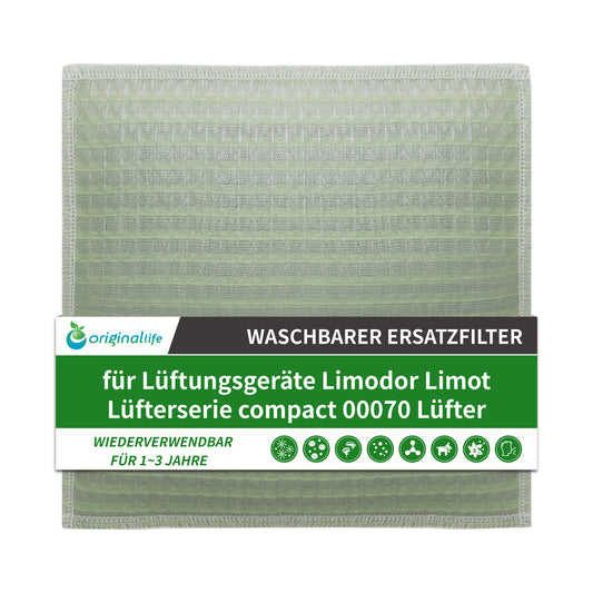 Original Life Waschbar Wiederverwendbar Ersatzfilter für Lüftungsgeräte Limodor Limot Lüfterserie compact 00070 Lüfter